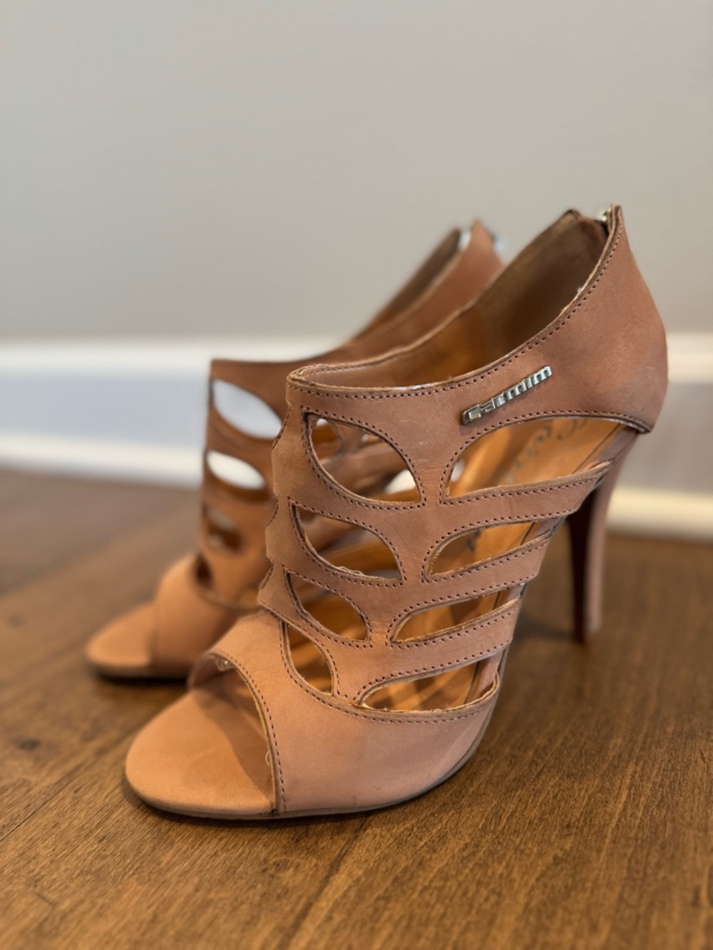 Tan Suede Leather High Heel Sandals 
– Size US 7